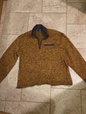 Eddie Bauer Quarter-Zip Sweater in Mustard Brown